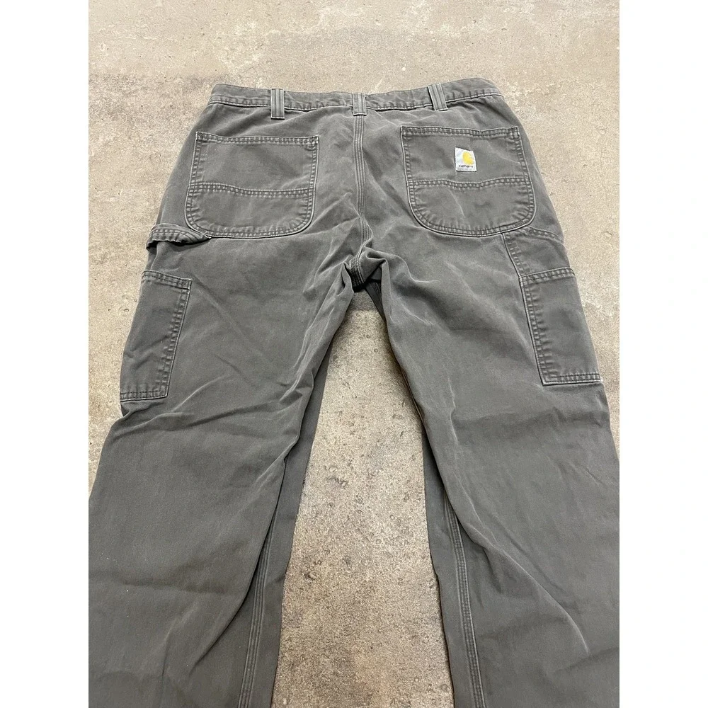 Carhartt Pants Mens 36x30 Gray Relaxed Fit Canvas Carpenter Work B324-DFE‎